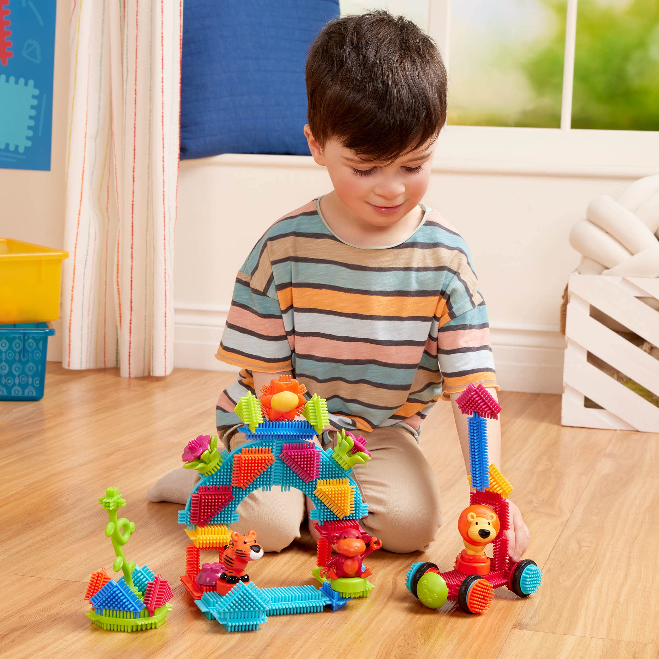 Bristle Blocks by Battat – The Official Bristle Blocks – 54Piece Jungle Adventures In A Tube – STEM Toys 3D Sensory Toy Blocks for Kids – Building Toys for Creativity & Dexterity – 2 Yr
