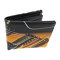Shag Wear Electric Guitar Billfold Wallet for Men and Teen Boys Vegan Faux Leather