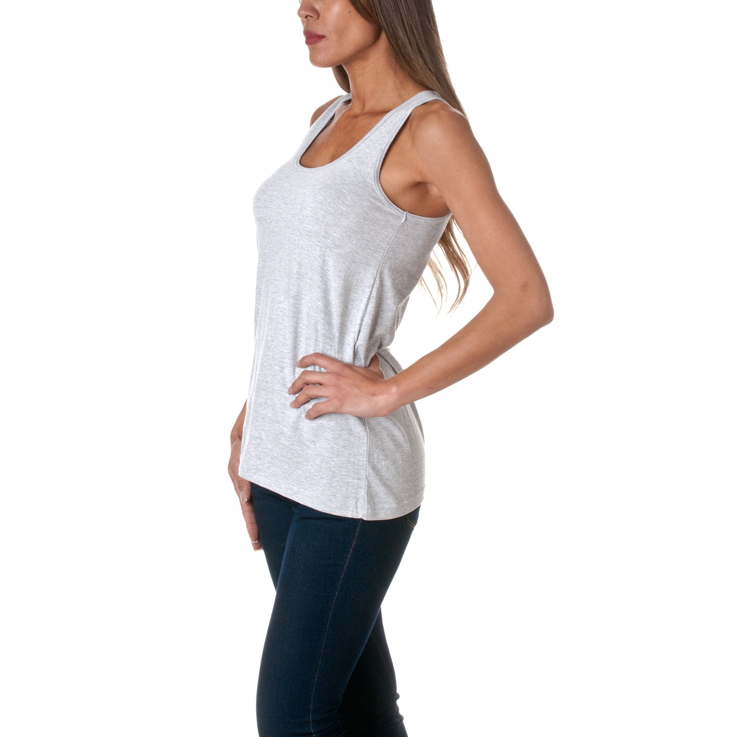 Sofra Women's Loose Fit Tank Top Relaxed Flowy-Medium-Gray