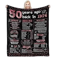 50th Birthday Gifts for Women 50th Birthday Decorations Women 50th Birthday Decorations 50 Year Old Gifts for Women Wife Mom Blanket Back in 1974-60x50 Inch - Rose Gold