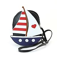Sailboat American Flag Theme With a Heart Cross Body Bag in Vinyl Material