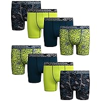 Reebok Boys' Underwear - 8 Pack Sport Soft Performance Boxer Briefs (S-XL)