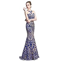 Women's Jewel Sequins Floor-Length Mermaid Evening Dress