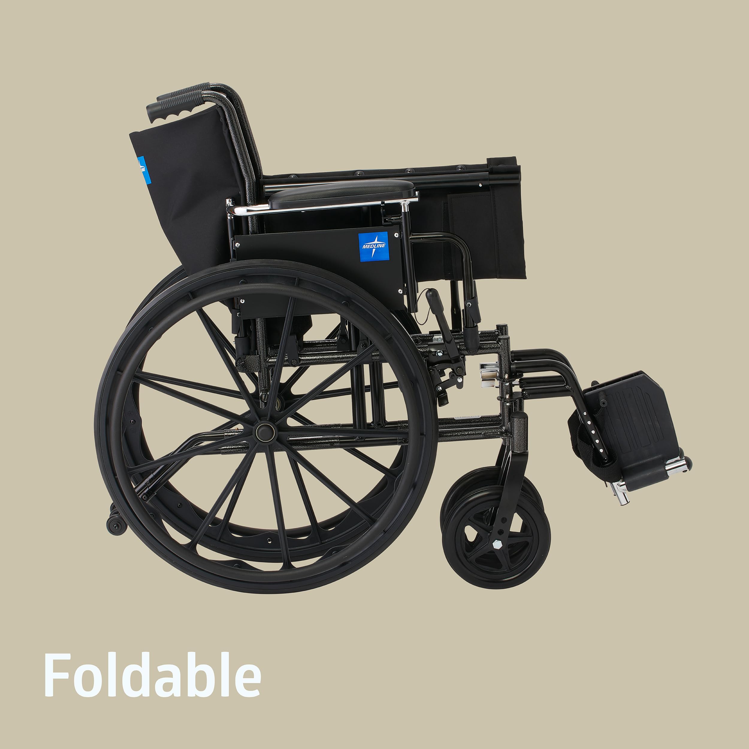 Medline 20” K3 Height Adjustable Wheelchair with Swing-Back Desk-Length Arms & Swing-Away Footrests, 300 lbs. Capacity Transport Aid, Adults & Seniors,Black
