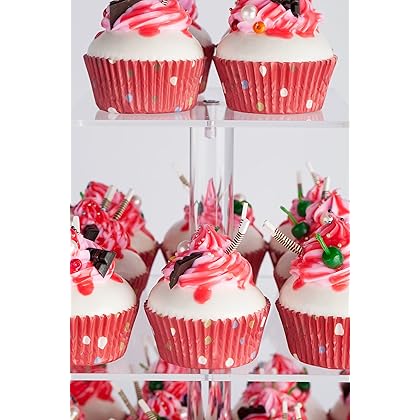 YestBuy 4 Tier Acrylic Cupcake Stand, Premium Cupcake Holder, Acrylic Cupcake Tower Display Cady Bar Party Décor – Display for Pastry(4.7