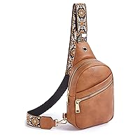 Telena Crossbody Bags for Women Medium Shoulder Bag PU Leather Multi Pockets for Women, 3104-Brown, S, Chest pocket