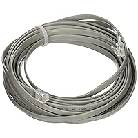 08114 RJ12 6P6C Straight Modular Cable, Ethernet Network Cable, 25 Feet , Silver