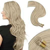 Itip Hair Extensions Human Hair Blonde I Tip Hair Extensions Real Human Hair Ash Blonde with Bleach Blonde I Tip Human Hair Extensions Itip Human Hair Blonde 18Inch 40G 50S