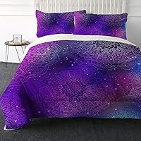 Sherpa Bedding Sets Queen with Comforter Purple - Ultra-Soft Micromink Reversible Fuzzy Bedding for Adults Women - Pink Purple Black Glitter Comforter Set for Queen Bed