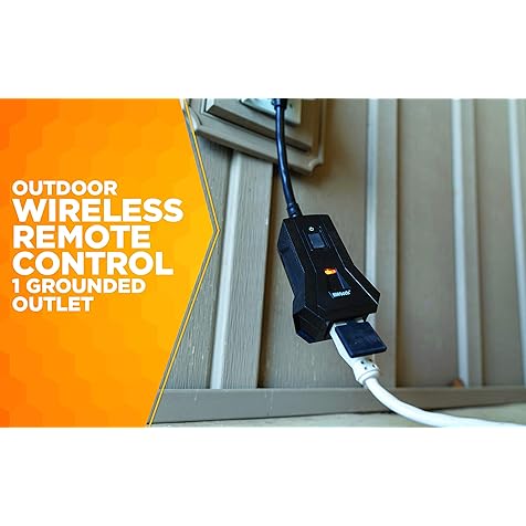 Woods 50125WD Outdoor Indoor Wireless Remote Control Outlet Kit, Electrical Plug In Remote Light Switch, Features 1 Grounded Outlet with a Pairable Remote, CSA Rated, FCC Compliant, Black