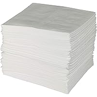 Brady SPC ENV100 Heavy Weight Oil Only Non-Bonded Enhanced Absorbency Pads for Removing Oil from Water or Land, White, 15