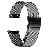 Stainless Steel Mesh Watch Band for Mens Women, Quick Release Mesh Watch Straps 18mm 20mm 22mm 24mm （22mm Black）