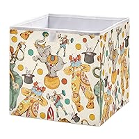 Vintage Circus Clown Cube Storage Bin Foldable Storage Cubes Waterproof Toy Basket for Cube Organizer Bins for Kids Toys Nursery Closet Shelf Book Office Home - 11.02x11.02x11.02 IN