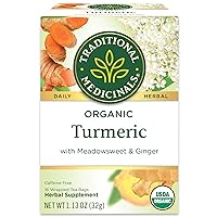 Tea, Organic Turmeric w/Meadowsweet & Ginger, Supports a Healthy Response to Inflammation, 16 Tea Bags