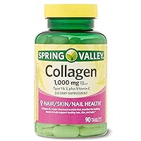 Collagen Type 1 & 3, Plus Vitamin C Dietary Supplement, Tablets, 1,000 mg, 90 Count