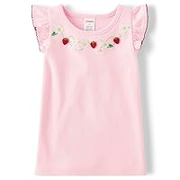 Girls' and Toddler Flutter Short Sleeve Embroidered Graphic T-Shirt