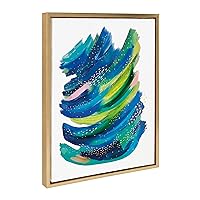 Kate and Laurel Sylvie Bright Abstract 2 Framed Canvas Wall Art by Jessi Raulet of Ettavee, 23x33 Gold, Modern Colorful Brushstrokes Art for Wall