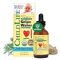 CHILDLIFE ESSENTIALS Organic Gripe Water for Babies & Newborns - Soothes Occasional Stomach Discomfort Associated with Colic, Teething, & Hiccups in Children, Gluten-Free - 2 Fl Oz (Pack of 1)