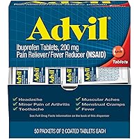 Sight Savers 100 Count Lens Wipes Bundle with Advil 50x2 Coated 200mg Ibuprofen Tablets for Pain Relief