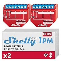 Shelly Plus 1PM WiFi & Bluetooth Relay Switch with Current Measurement Home Automation Works with Alexa & Google Home iOS & Android App No Hub Required DIY Lights Control (Pack of 2)