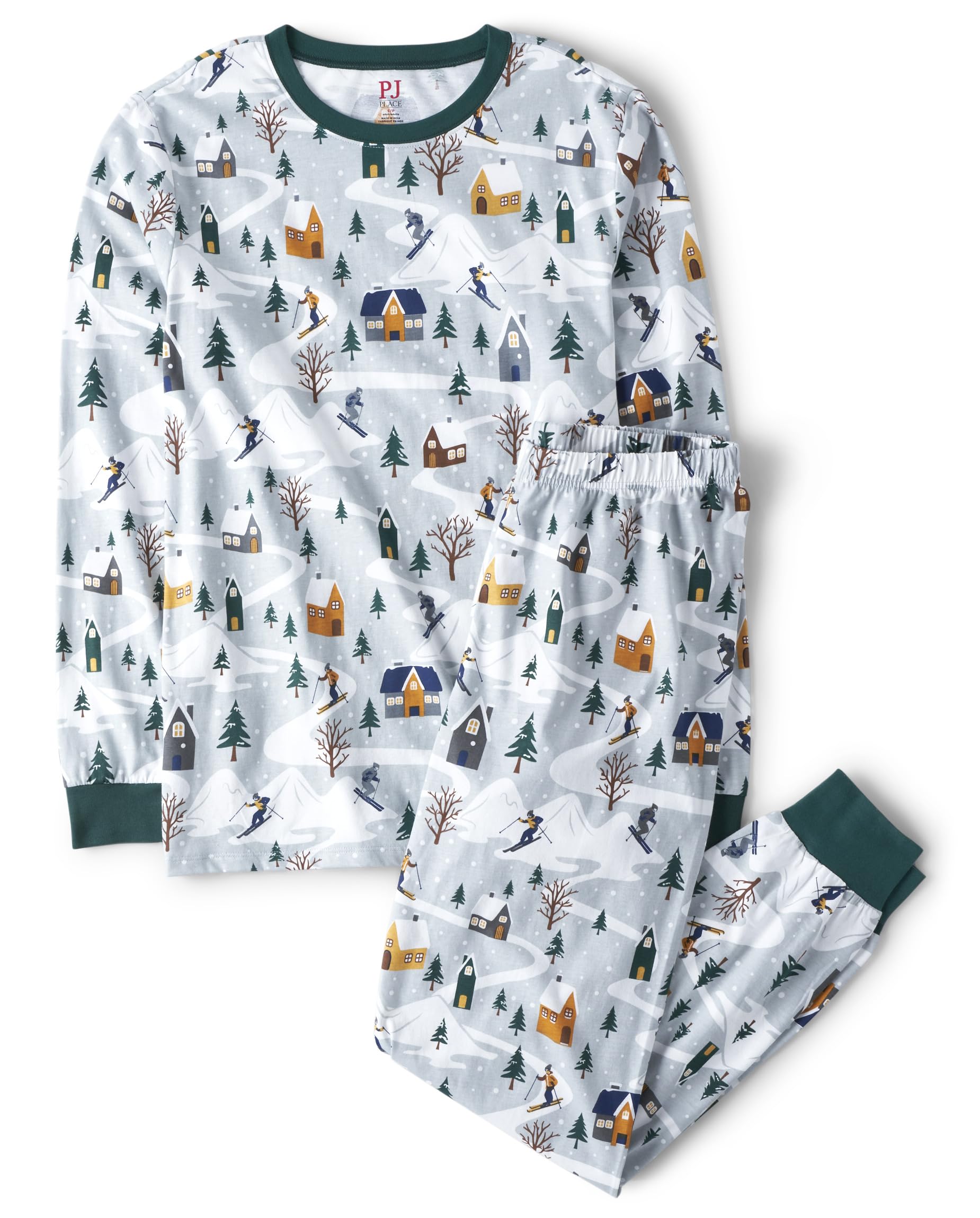 The Children's Place Group 1-Family Matching, Christmas Pajama Sets, Cotton, Blue Ski