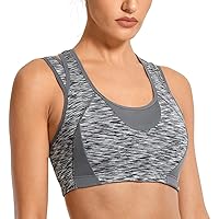 SYROKAN Sports Bras for Women High Support Mesh Full Coverage Racerback Wireless No Bounce Running Bras