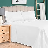 Superior Egyptian Cotton 300 Thread Count Bed Sheet Set, 1 Elastic Deep Pocket Fitted Sheets, 1 Flat Sheet, 1 Pillowcases, Soft Bedding, Luxury Sheets, Sateen Weave, Twin XL, White