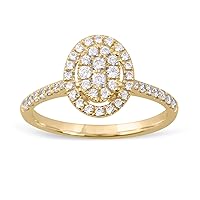 10k Gold 1/2 ct TDW Round Diamond Halo Engagement Ring (I-J | I2)