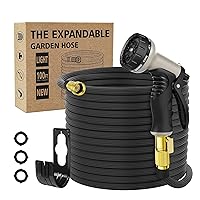 Expandable Garden Hose 100ft,Water Hoses with 10 Function Nozzle,Outdoor Hose,retractable hose,Leak-Proof with 40 Layers of Innovative Nano Rubber,Flexible,Never Kink & Tangle