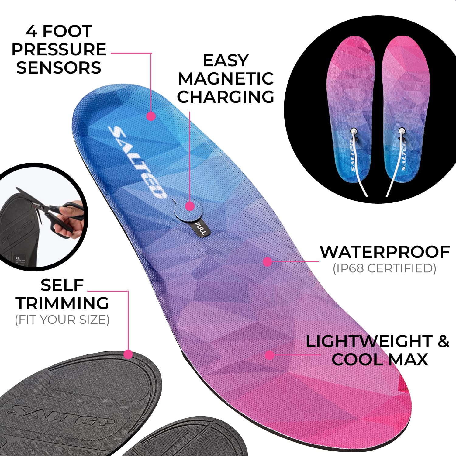 SALTED Smart Insole with Motion Sensor - Golf Swing Posture Analysis Trainer - Track Weight Shift for Improves Distance - Connects Phones & Tablet PCs via Bluetooth - iOS/Android App