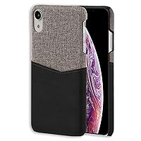 Card Wallet Plastic Phone Case for Apple iPhone XR. Fabric Texture and PU Leather Protective Cover with ID/Credit Card Slot Holder. Black