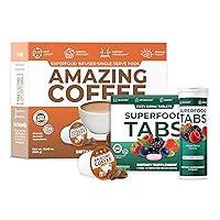 Superfood Coffee 24 K-Cup Pods & 30 Detox Tabs Mixed Berry Detox Cleanse Drink Set - Improve Digestive Health and Bloating Relief