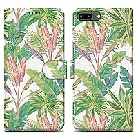 Case Compatible with Apple iPhone 7 Plus / 7S Plus / 8 Plus - Design Green Rainforest No.8 - Protective Cover with Magnetic Closure, Stand Function and Card Slot