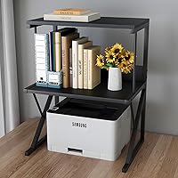 Printer StandAboxoo Printer Stand for Desk, Desktop Printer Shelf Large Printer Stands 3 Tiers Multi-Purpose Desk Office Organization Shelves for Home Office Printer Fax Book, Black