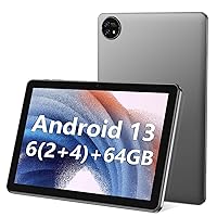 Tablet 10 inch Android Tablets, Android 13 Tablet, (2+4) 6GB RAM Quad Core Processor 64GB Storage Tablet Computer, GPS, FM, GMS Certification, IPS HD Screen, 6000mAh Long Battery Life (Black)