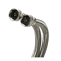 Fluidmaster B9WM48HE High Efficiency Washing Machine Connector, Braided Stainless Steel - 3/4 Hose Fitting x 3/4 Hose Fitting, 4 Ft. (48-Inch) Length