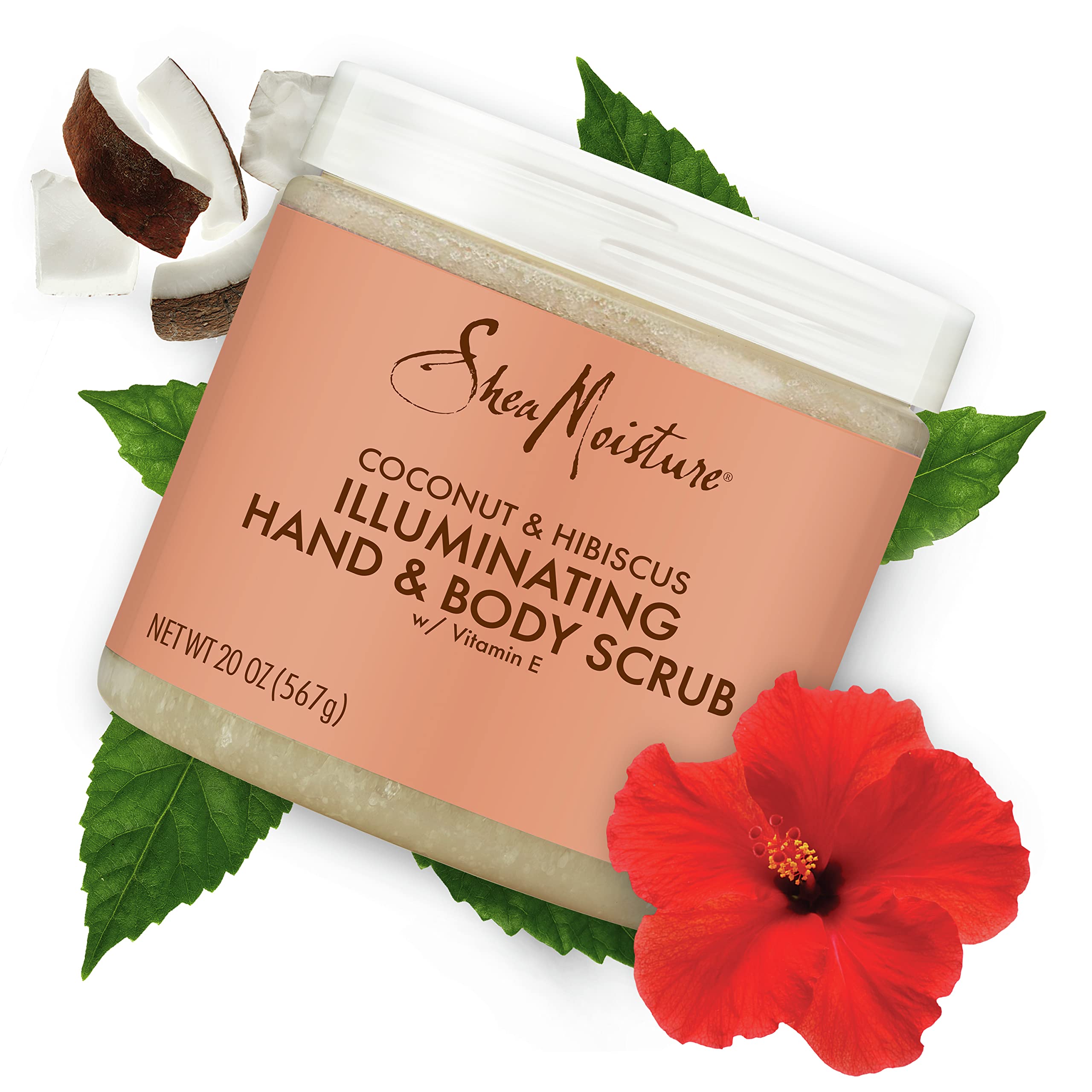 SheaMoisture Body Scrub for Dull Skin Illuminating Coconut and Hibiscus Cruelty-Free Skin Care 20 oz