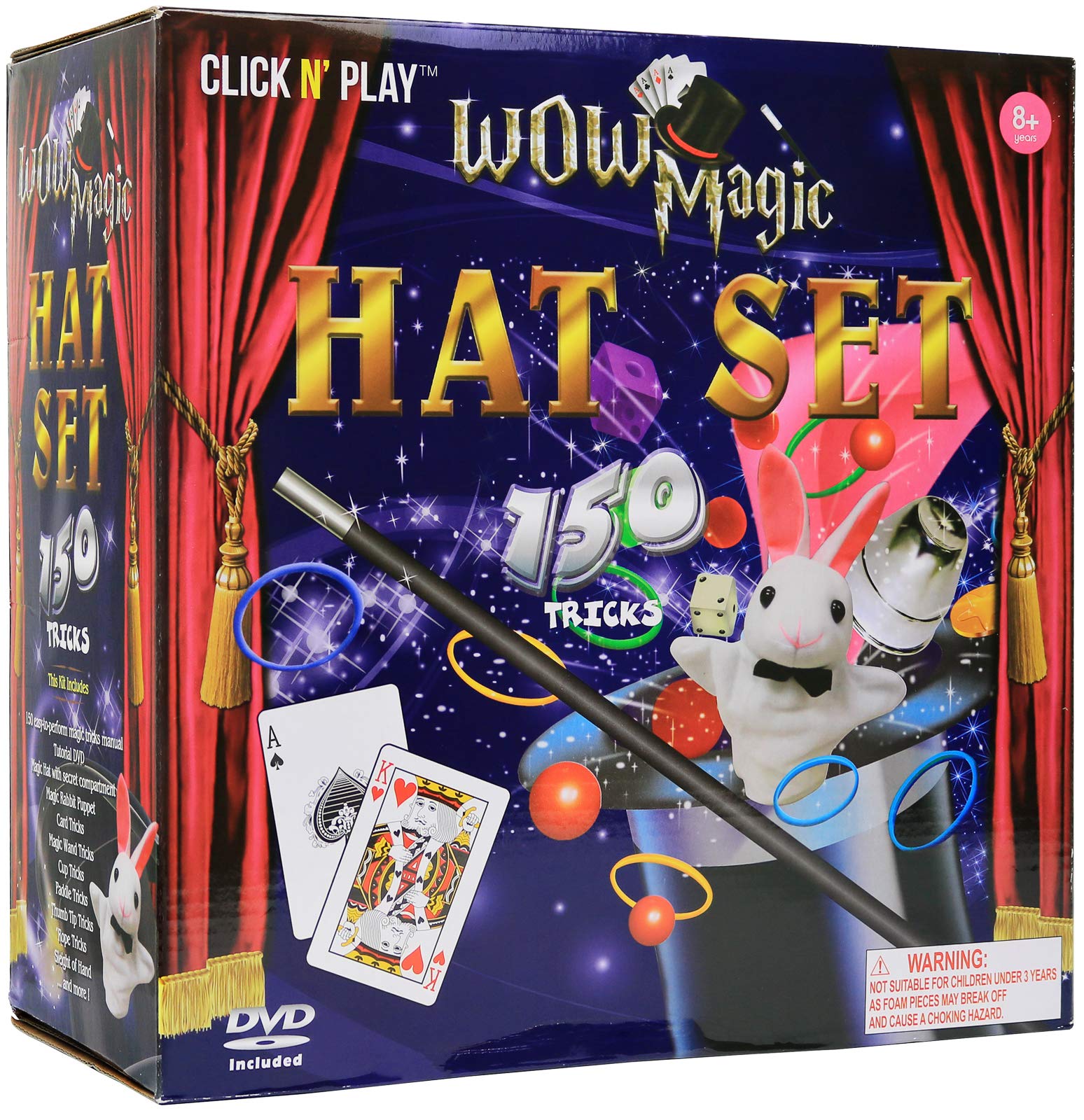 Click N' Play Magician Dress Up & Magic Tricks Set for Kids, Halloween Magic Trick Games for Girls & Boys, Kids Magic Set, Over 150 Tricks, Includes Manual & DVD Tutorial, Magic Kit for Kids Age 8-10