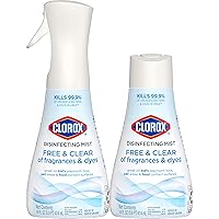 Free & Clear Disinfecting Mist, Household Essentials, 1 Spray Bottle and 1 Refill, 14 Fl Oz Each