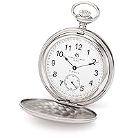 Charles-Hubert, Paris 3908-WRR Premium Collection Stainless Steel Satin Finish Double Hunter Case Mechanical Pocket Watch