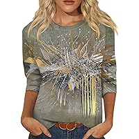 Plus Size Tops for Women,Plus Size Tops for Women 3/4 Sleeve T Shirts for Women Crew Neck Casual Print Graphic Shirt