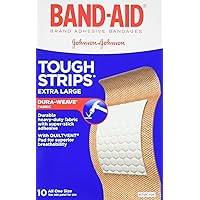 Band-Aid Brand Adhesive Bandages, Tough-Strips, Extra Large (1.75-Inch Wide), 10-Count Bandages (Pack of 6)