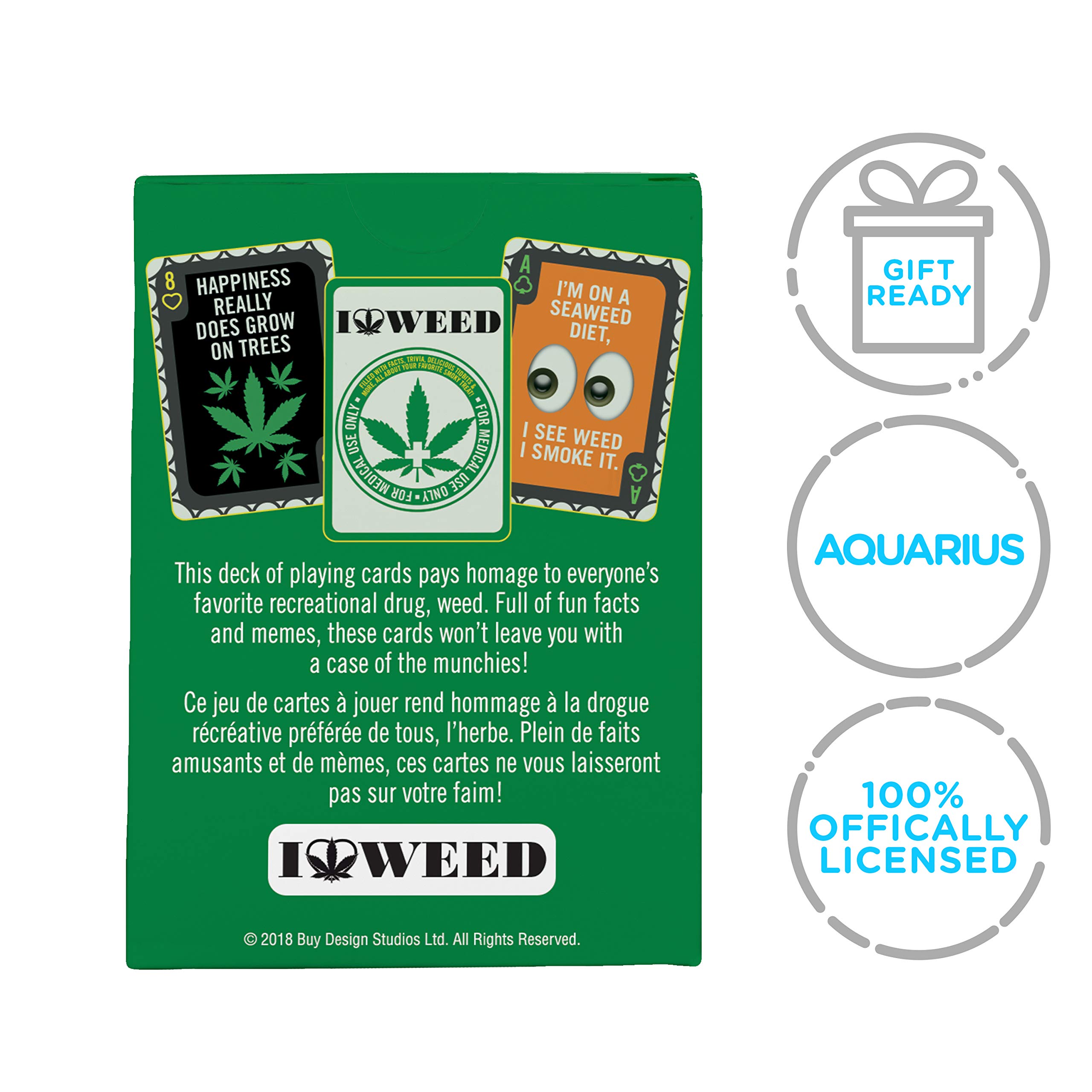 AQUARIUS Weed Playing Cards - Weed Themed Deck of Cards for Your Favorite Card Games - Weed Merchandise & Collectibles - Poker Size with Linen Finish