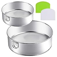 Stainless Steel Flour Sifter, 6-Inch, 8-Inch Sieve Fine Mesh Strainer Round Sifting Pan for Baking Straining Powdering Bread Dough Cake Fondant Icing