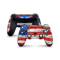 US Flag with Grunge Texture Jet Vinyl Controller Wrap - For Use With PS4 Dual Shock