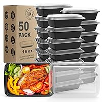 Meal Prep Containers Reusable - 50 Pack Food Storage Containers with Lids 16 oz - Disposable To Go Food Containers, BPA Free, Stackable, Microwave/Dishwasher/Freezer Safe