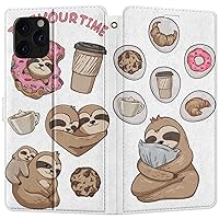 Wallet Case Replacement for iPhone 15 14 13 Pro Max 12 Mini 11 Xr Xs 10 X 8 7+ SE Magnetic Sloth Coffe Card Holder Donut Cover Snap Folio Flip Heart Hugging PU Leather Cute Love Biscuit