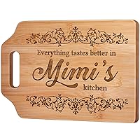 Mimi Gifts - Engraved Bamboo Cutting Board - Mimi Gifts for Grandma, Birthday Gifts for Mimi from Grandkids Granddaughter Grandson