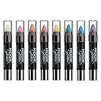 Iridescent Glitter Paint Stick / Body Crayon makeup for the Face & Body by Moon Glitter - 0.12oz - Set of 8