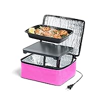 HotLogic Mini Portable Electric Lunch Box Food Heater - Innovative Food Warmer and Heated Lunch Box for Adults Car/Home - Easily Cook, Reheat, and Keep Your Food Warm - Pink (120V)